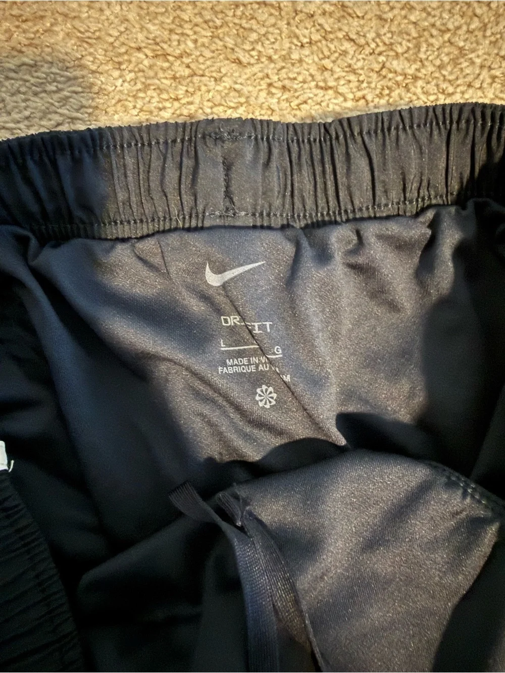 Nike Black Athletic Shorts with White Piping